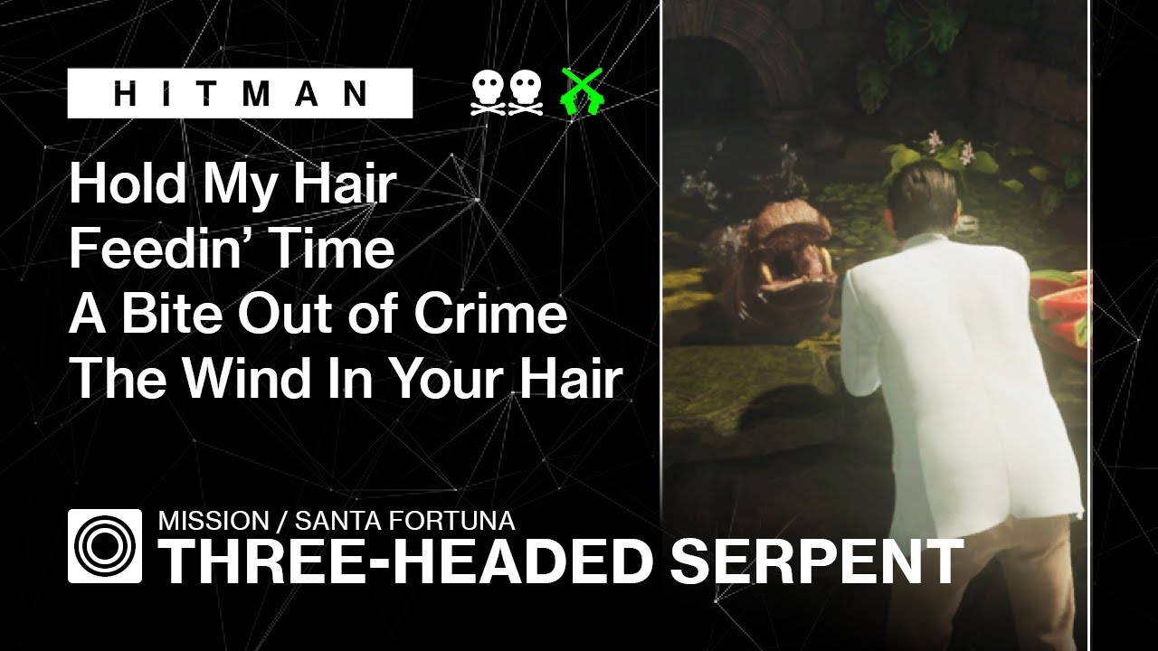 HITMAN | Santa Fortuna | Three-Headed Serpent — Hold My Hair, Feedin’ Time, A Bite Out of Crime