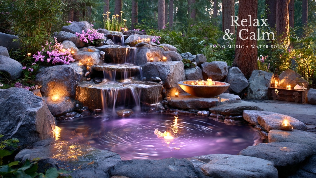 Relaxation Music + Water Fountain 🌿 Healing Piano for Sleep, Meditation, Anxiety & Nature Sounds