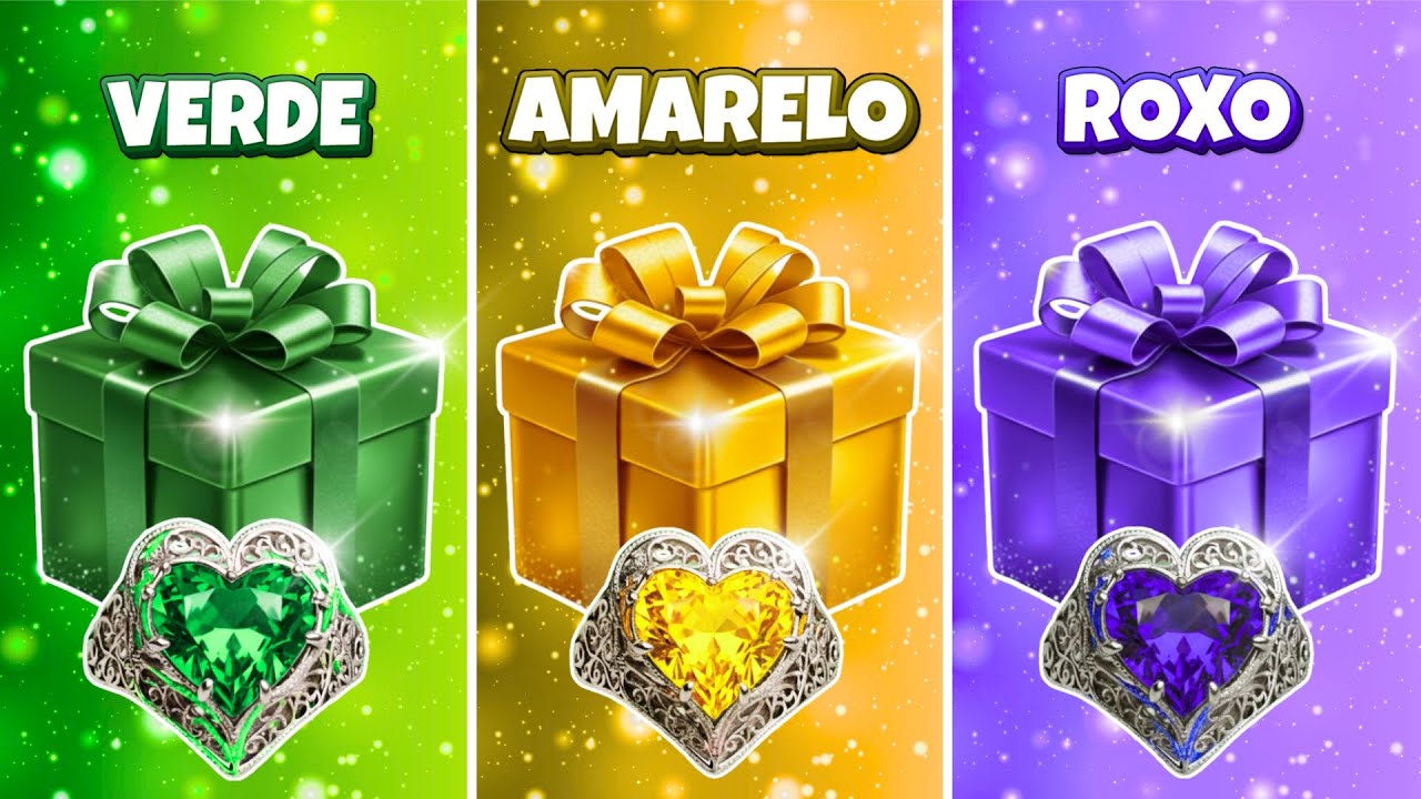 ESCOLHA SEU PRESENTE 🎁 Verde, Amarelo ou Roxo | Teste Sua Sorte 🍀