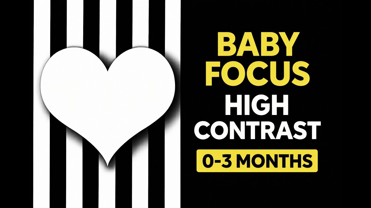 🖤 1 Hour Black & White Baby Focus Video | High Contrast Visual Stimulation 🤍 Calm & Relaxing Music 🎹