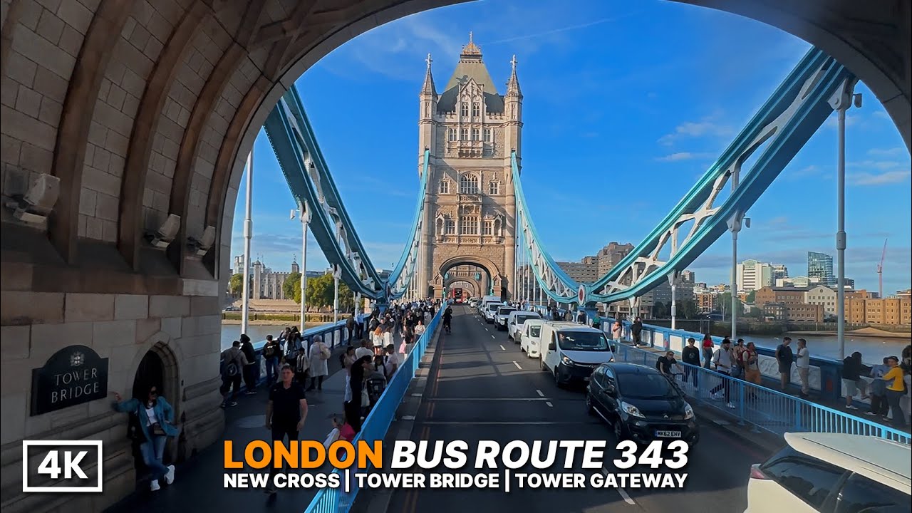 Crossing Tower Bridge on a London Bus 🚌 | Route 343 from New Cross to Tower Gateway [4K POV]