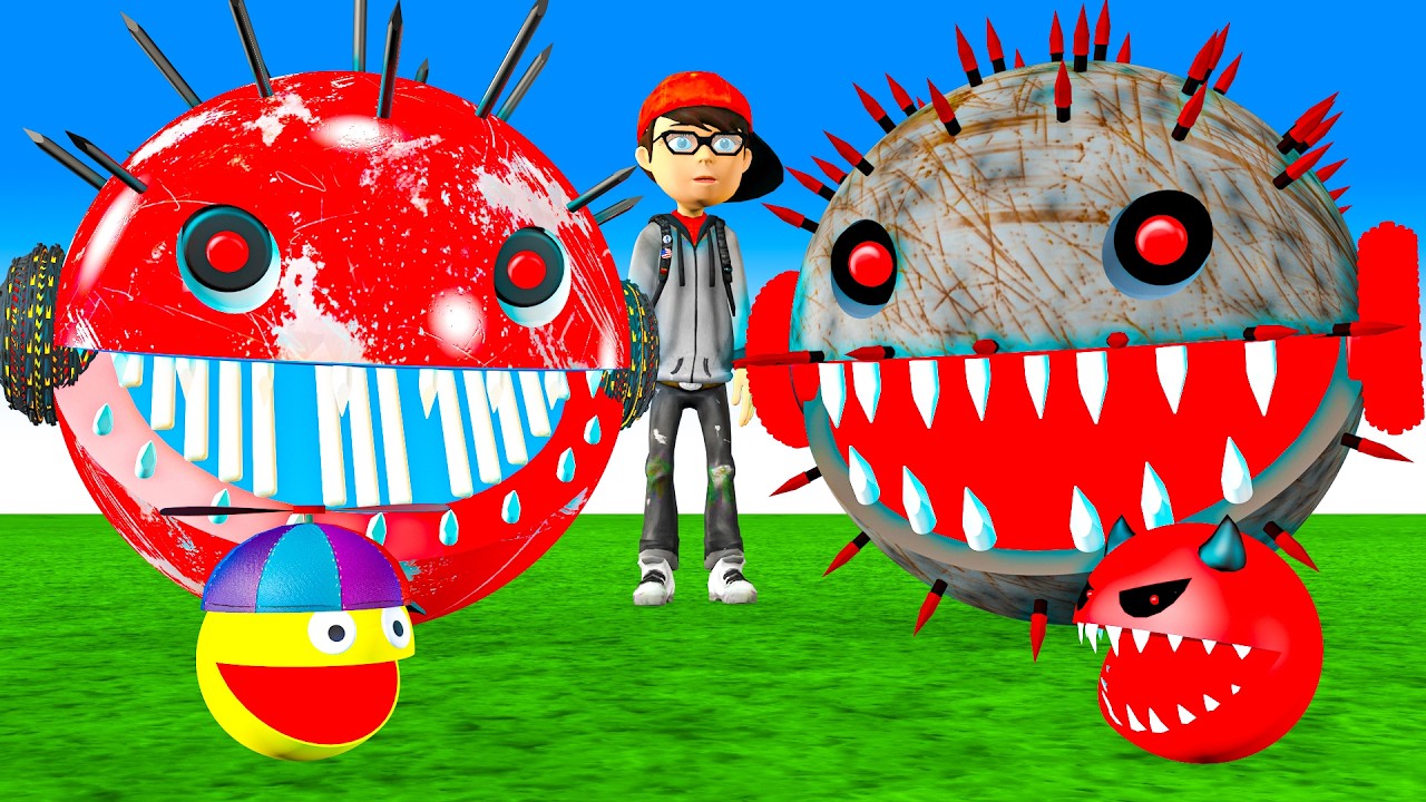 MS PACMAN & NEW RED PACMAN VS TWO YELLOW MONSTER PACMAN FIGHTING IN POKEMON #2026