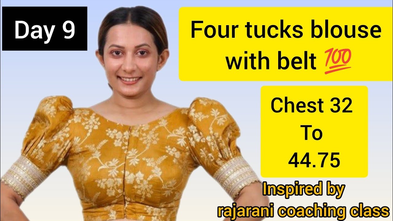 4 Tucks Blouse With Belt Cutting | 34 Chest | Rajarani coaching method #blousedesign #blouse 