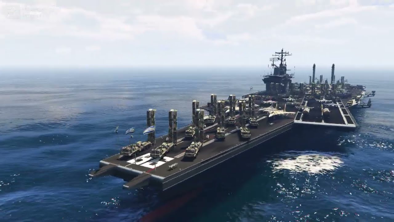 Israeli Navy Aircraft Carrier Badly Destroyed by Iranian Fighter Jets - GTA 5