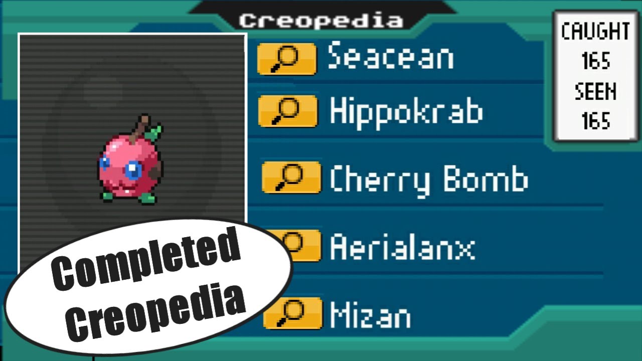 Evocreo Completed Creopedia and there locations.