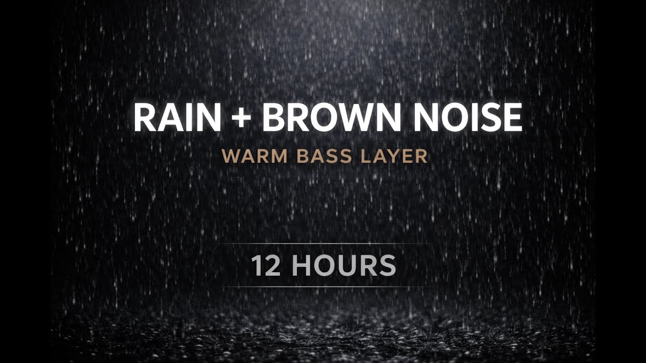 Black Screen Rain + Brown Noise (Max) | Warm Bass • Sleep (11:59:30)