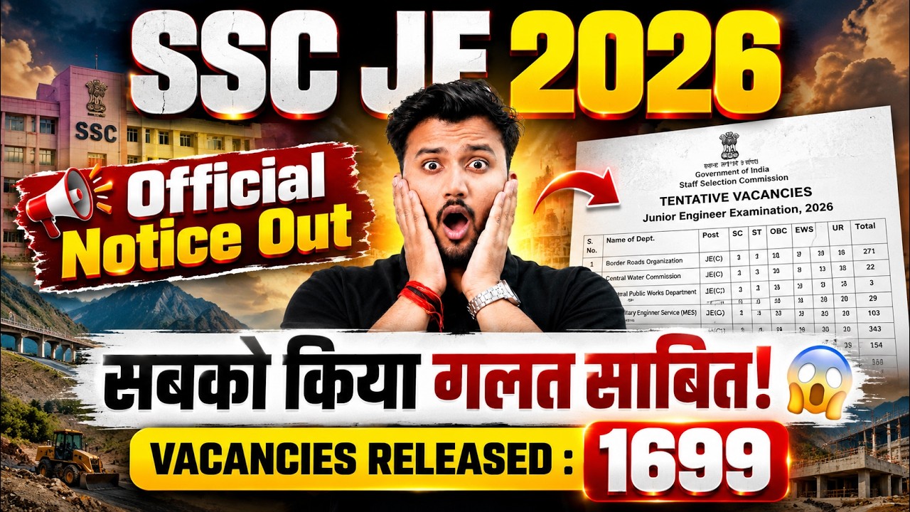 SSC JE 2026 Latest Vacancy Notice Out 🔥 | Department-Wise Vacancies Released | Full Details