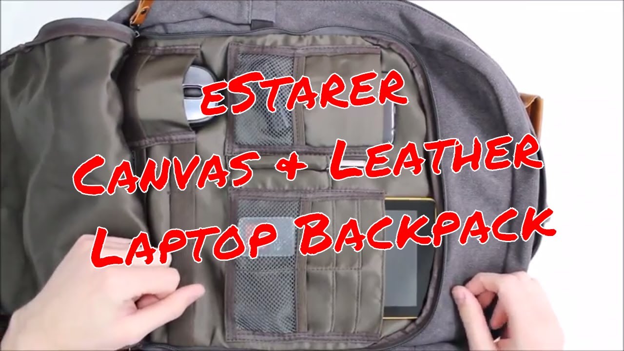 eStarer Canvas & Leather Business Laptop Bag/Backpack