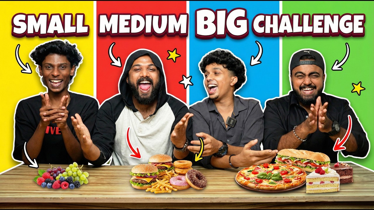 SMALL MEDIUM BIG FOOD CHALLENGE 🤣