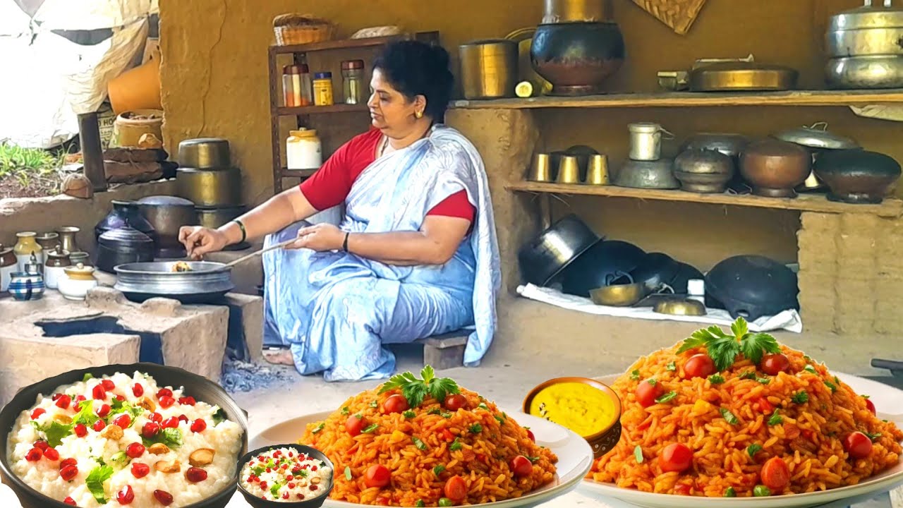 Traditional village Tomato Rice recipe| Curd rice | Village cooking |traditional lifestyle| Rural