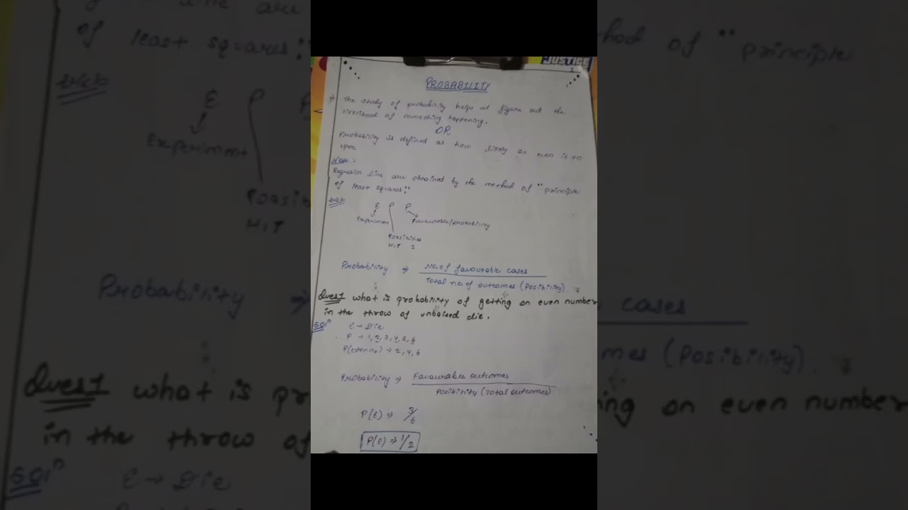 probability notes definition for 