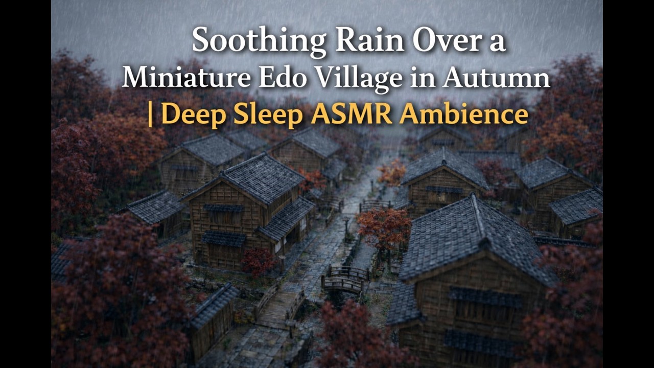 30 Minutes Rain Over a Miniature Edo Village in Autumn Deep Sleep ASMR Ambience #asmr #relax #rain 