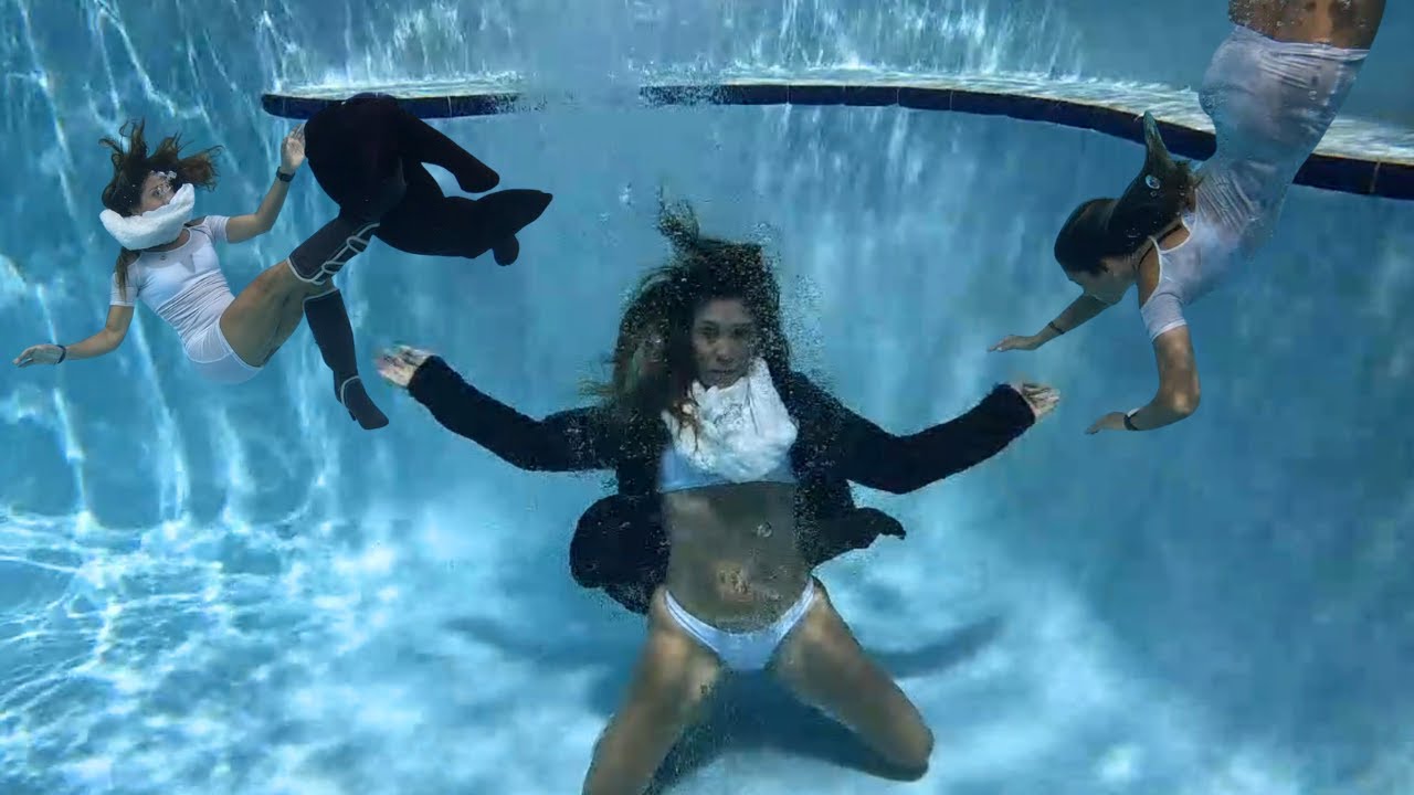 Underwater Summer Swimming In Winter Clothes - Boots | Fleece Jacket and Scarf