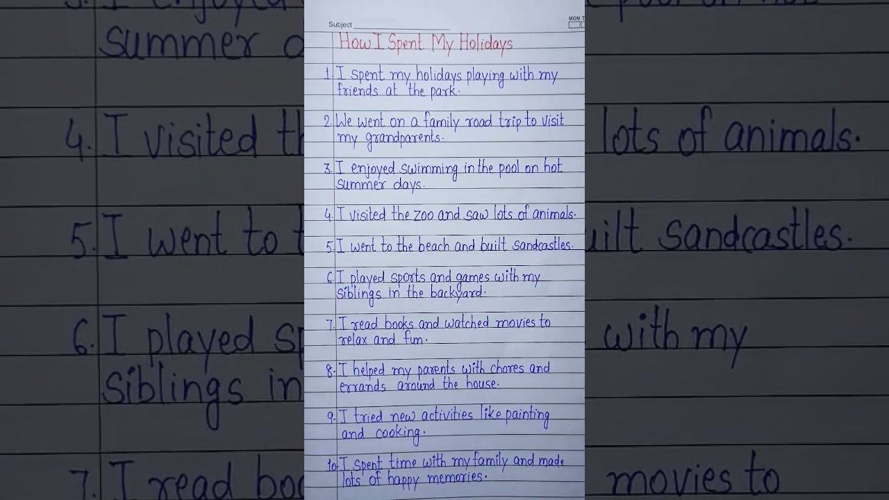 How I Spent my Summer Vacation l Summer Holidays #essay #10linesessay #summervacation #shorts