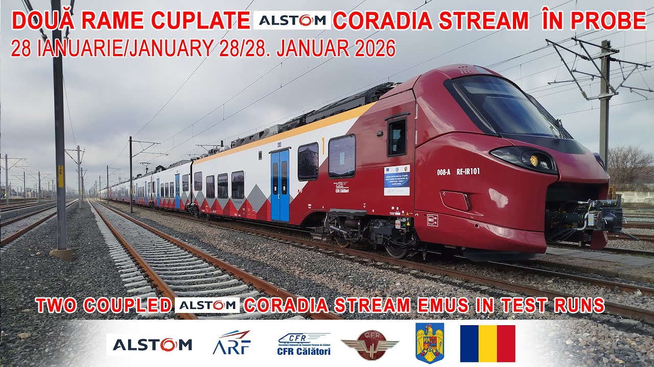 Two Alstom Coradia Stream EMUs in test runs on CFR 8th mainline[28 ianuarie/January 28 2026]