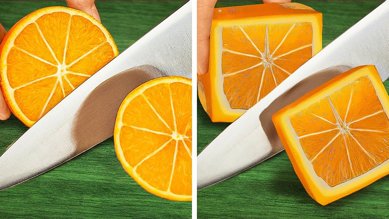 ¡Frutas y Verduras Perfectamente Cortadas y Peladas! 🍊