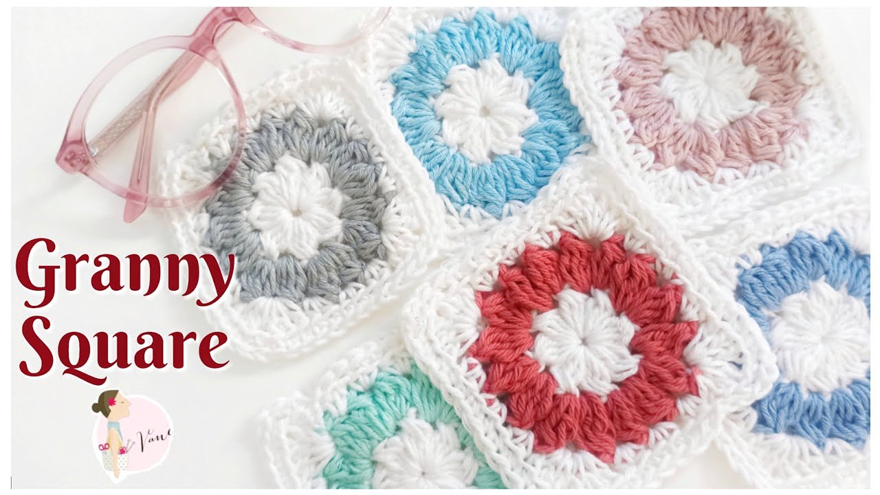 Cómo tejer un Granny Square a Crochet con forma de flor muy fácil, rápido, 4 vueltas❤🌸@SoyVane