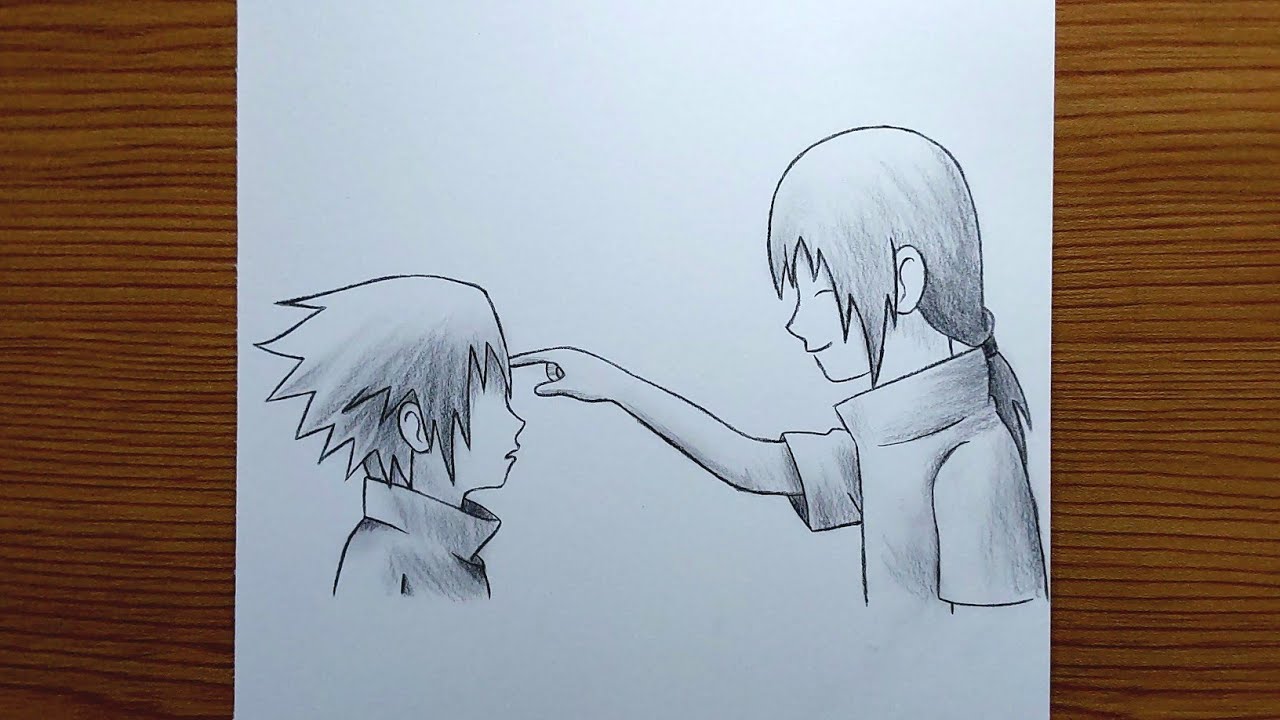 How To Draw Itachi & Sasuke Childhood || Simple Anime Sketch