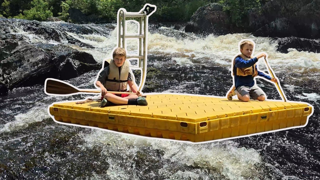 Moving Swim Raft Down a Remote Maine River to our Campsite