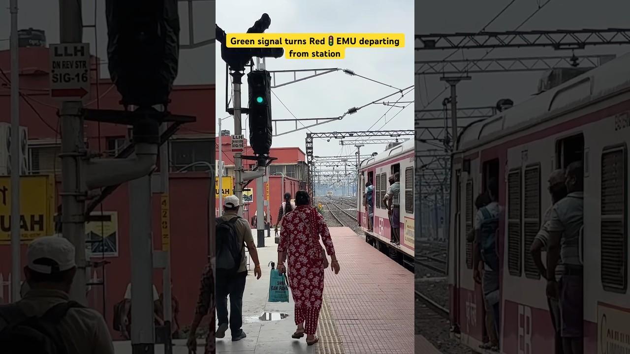 Green signal turns Red🚦EMU departing from station