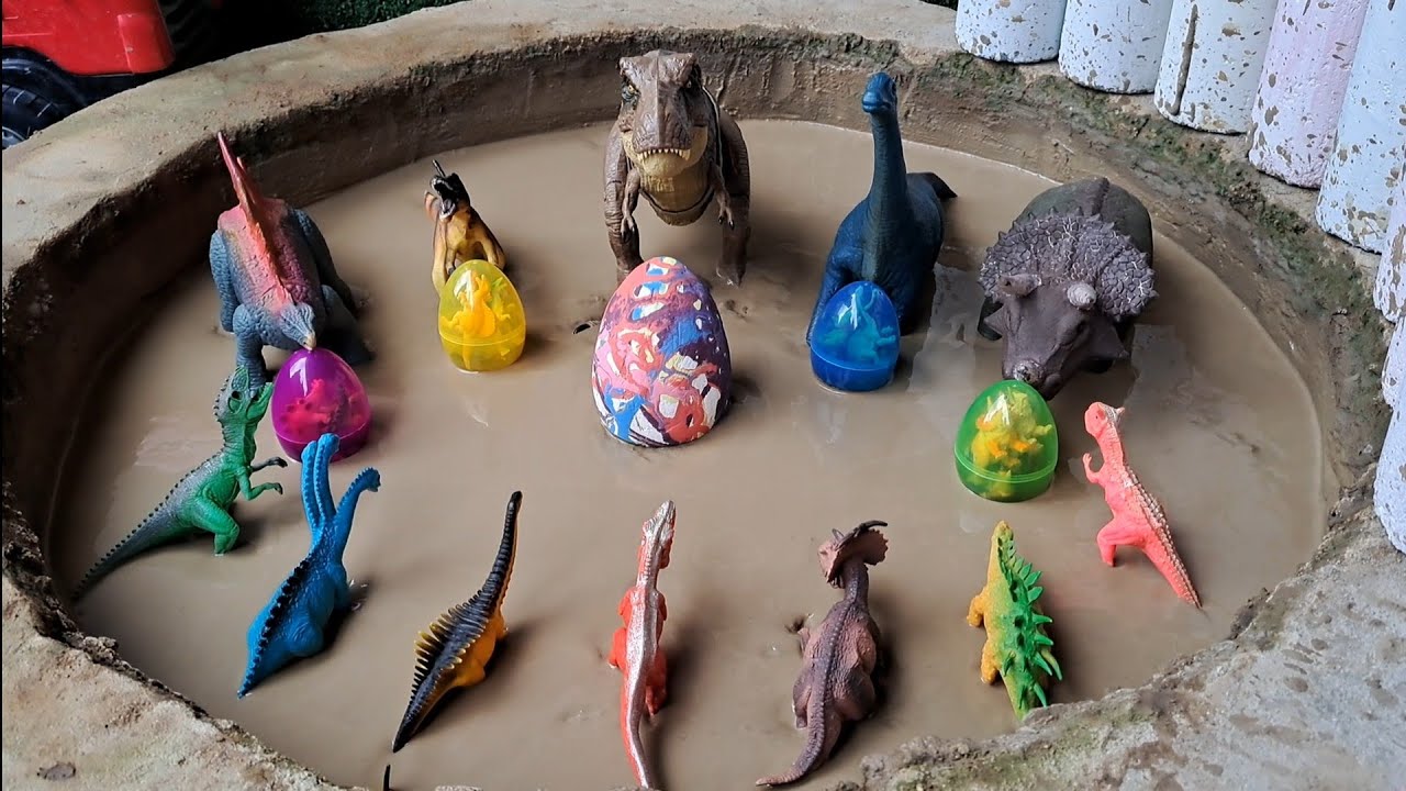 Dinossauros de Pl&aacute;stico Presos na Lama Giganotossauro Carnotauro Paquirrinossauro Agustinia