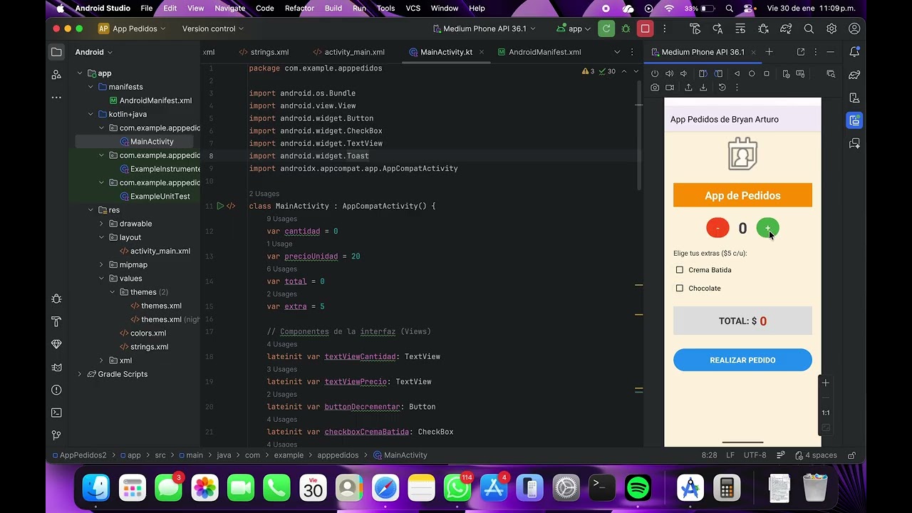 Funcionalidad App Pedidos Práctica 03: Funcionalidad