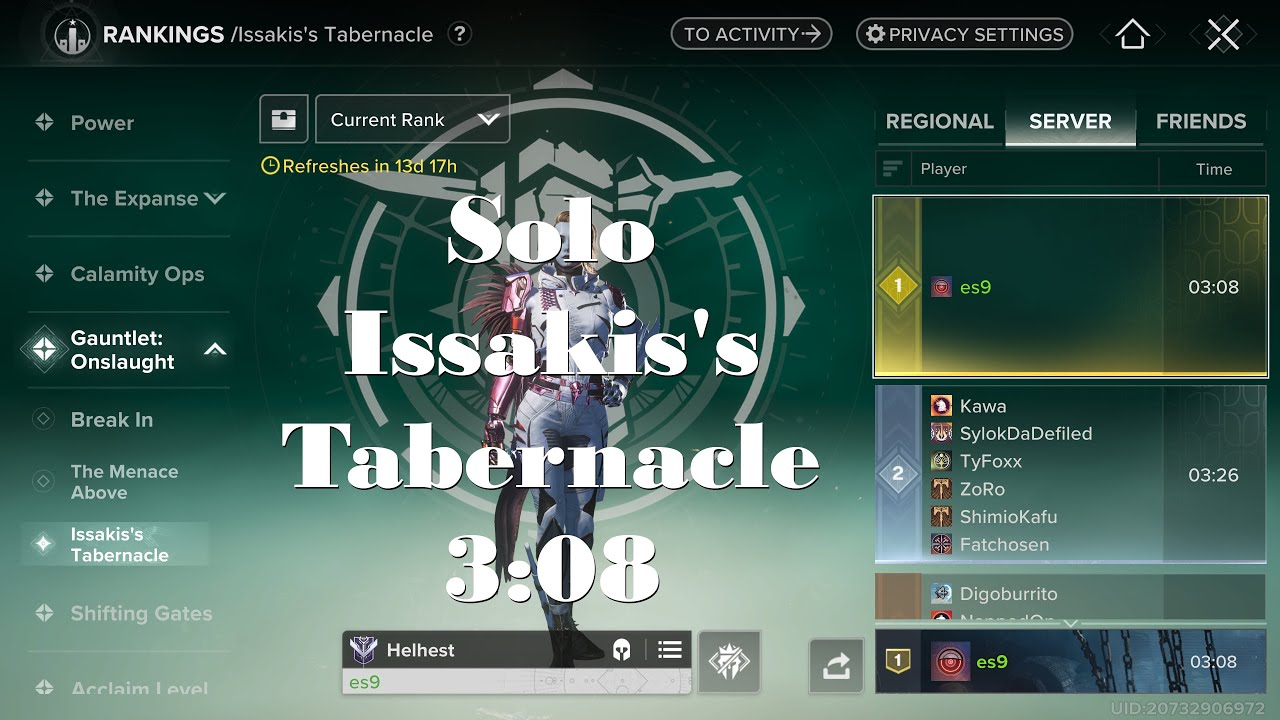 Destiny: Rising | Solo Issakis's Tabernacle Former Speedrun World Record (3:08)