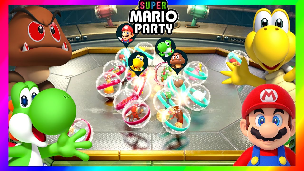 Super Mario Party Minigames #358 Yoshi vs Mario vs Goomba vs Koopa troopa