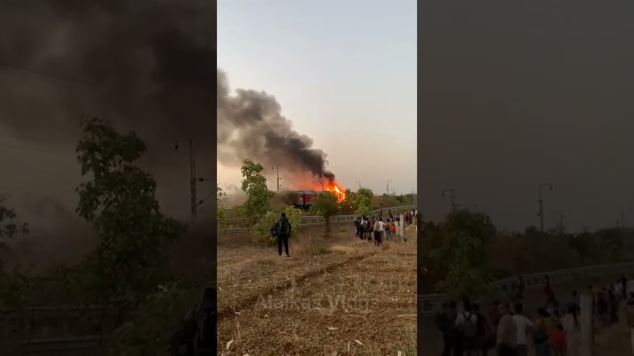 Fire Accident in train A massive fire broke out in the AC coach  #train #accident #shorts