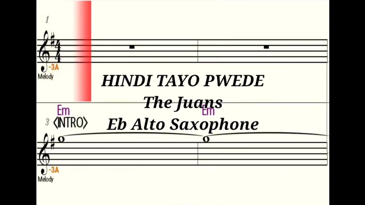 HINDI TAYO PWEDE - Eb Alto Saxophone Playalong - Sheet Music - Backing Track