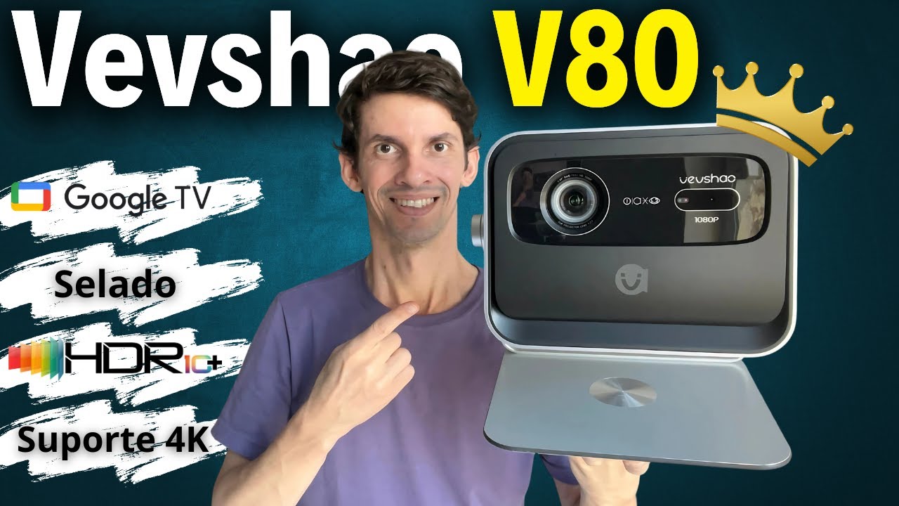 VEVSHAO V80: O MELHOR e mais COMPLETO Projetor DLP com Google TV e 2200 ANSI!