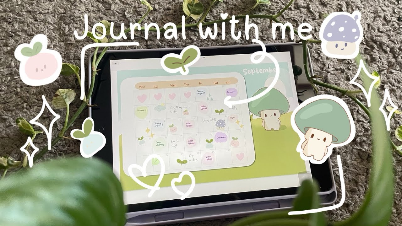 Cute, simple monthly planner on iPad using Goodnotes and keynote apps with your own stickers 