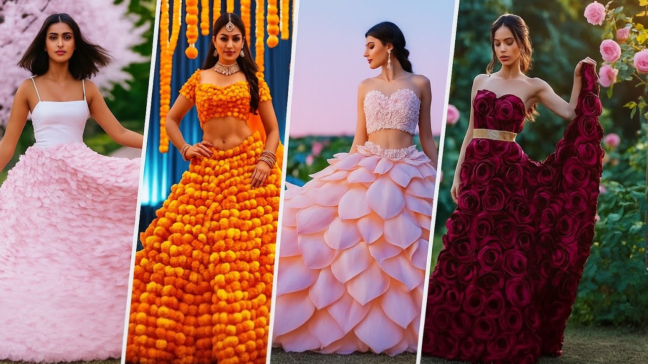 Which Flower Dress Is Your Favorite? | AI Fashion| Rose, Lotus, Marigold?