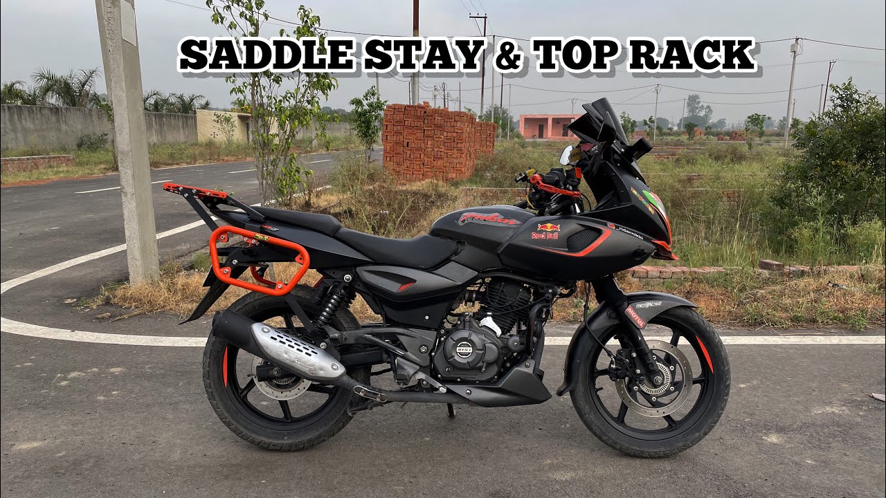 Pulsar 180f touring modifications Saddle Stay,Top Rack And touring Windscreen by LLUVIA