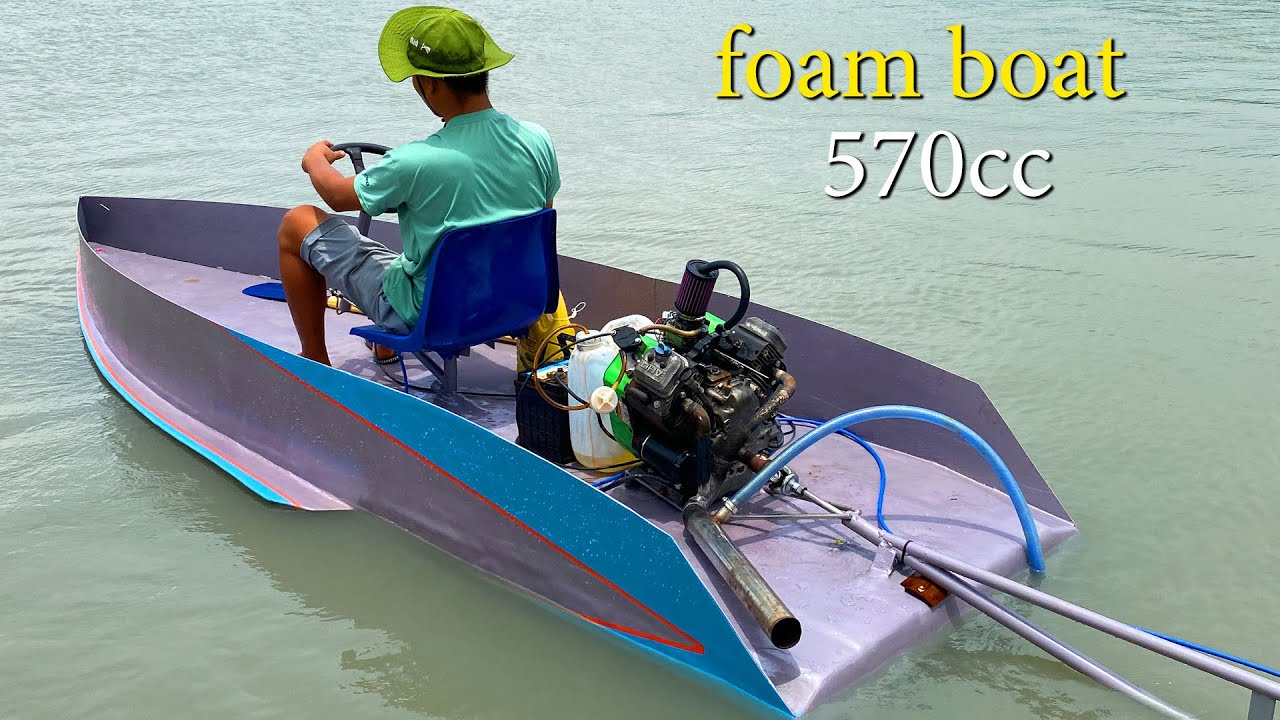 Make a super fast foam boat from scrap