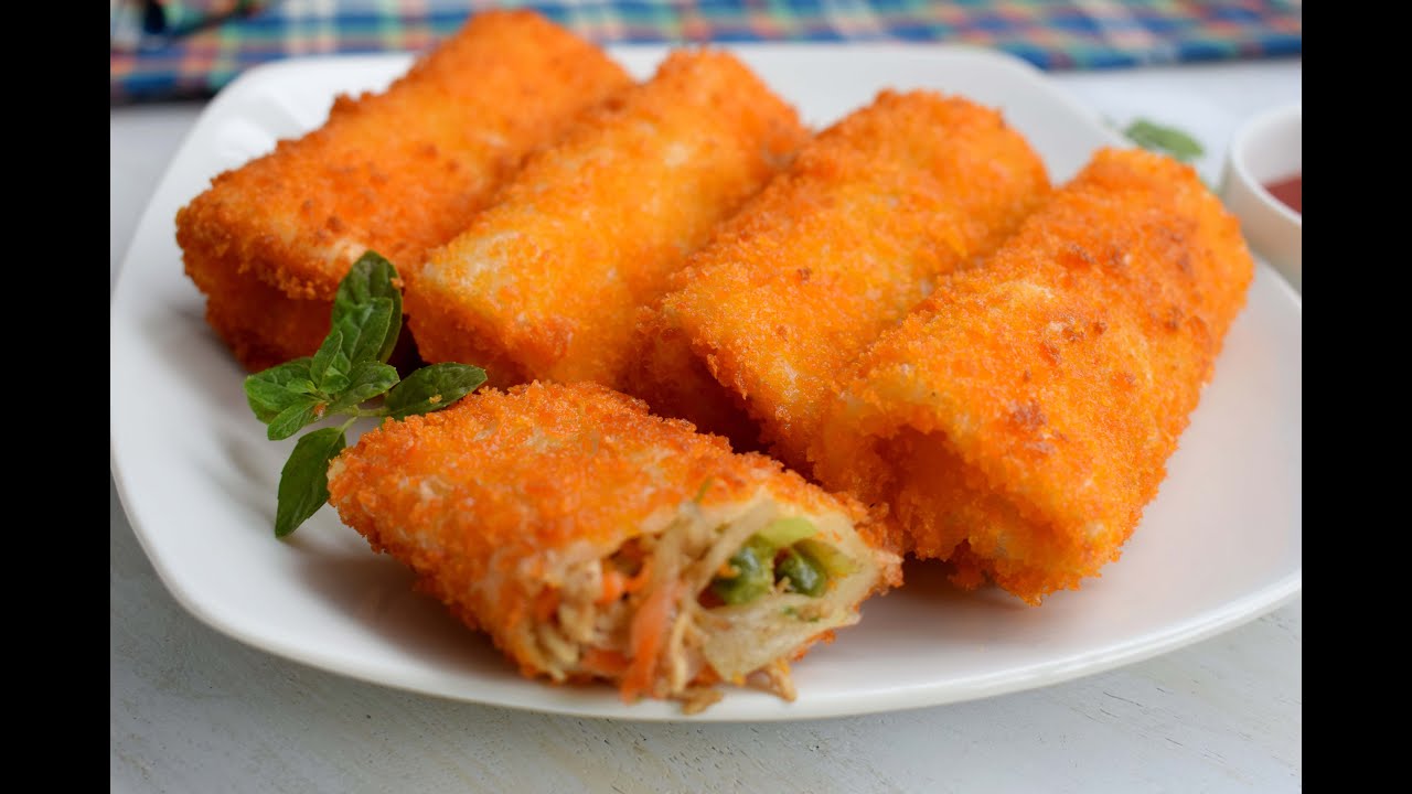 Crispy Chicken Vegetable Roll recipe by Asha