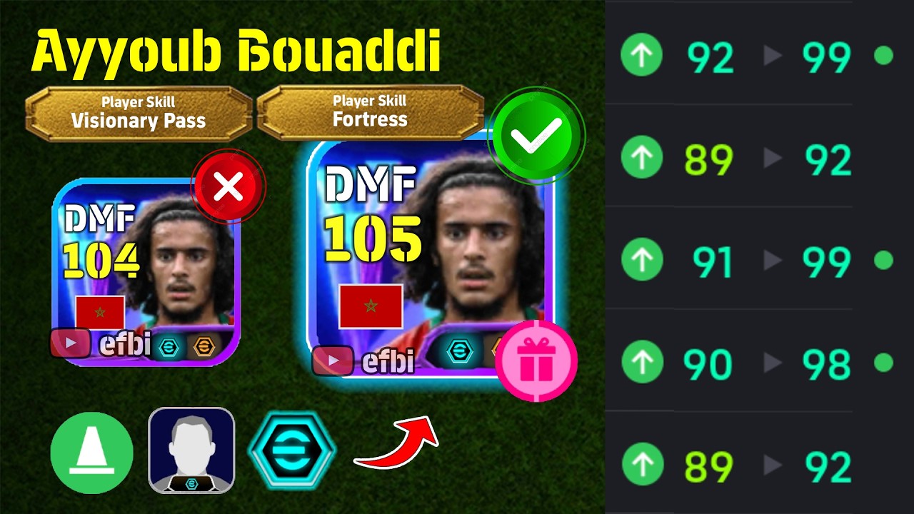 Ayyoub Bouaddi 105 BEST TRAINING with Booster, Max Level, Player Progression eFootball 2026