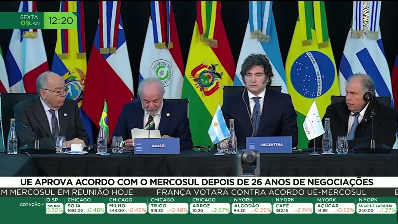 UE aprova acordo com o Mercosul depois de 26 anos de negociações