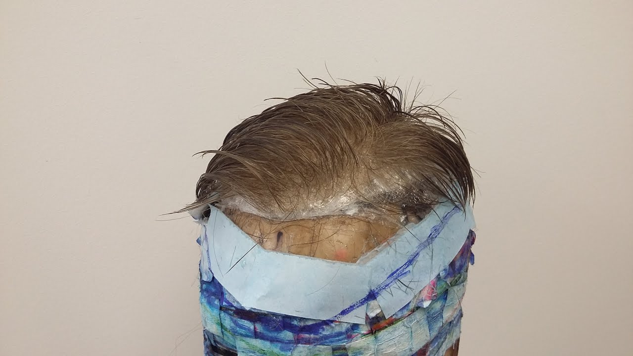Hair Replacement System, hair system cut on mannequin, extra light hair density