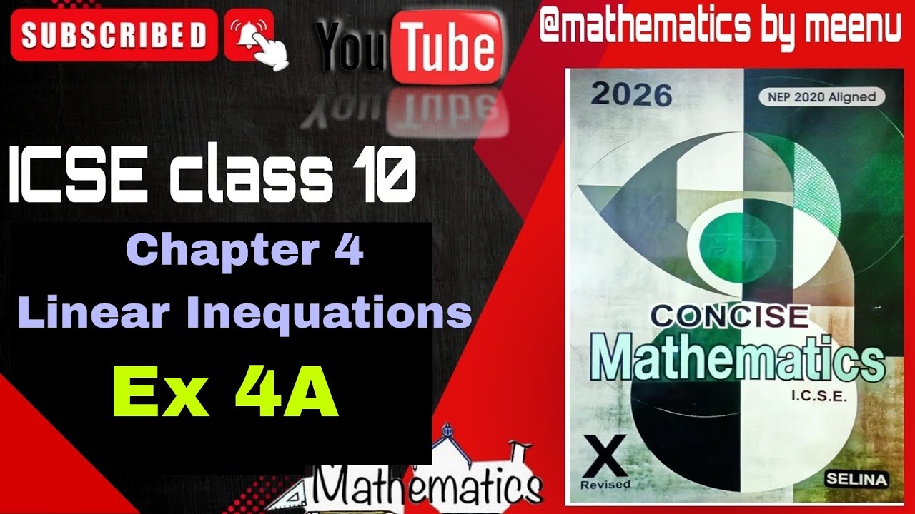Concise mathematics class 10, Chapter 4, Linear Inequations in one variable, Ex 4A