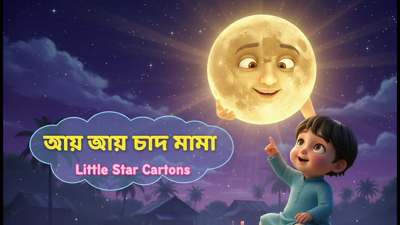আয় আয় চাঁদ মামা | Bangla Kids Lullaby | 3D Animated Chand Mama Rhyme | Bengali Children Song 2025