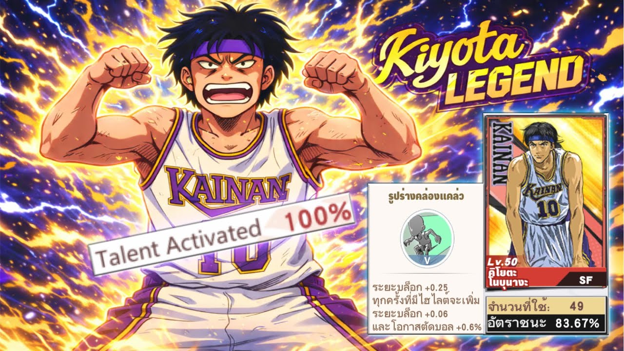 พรสวรรค์ 100% + รูนประจำตัว คนแรกของไทย KIYOTA LEGEND Talent Activated100% Slam Dunk Mobile