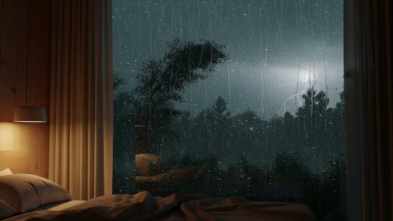 🌧️ Thunderstorm in a Glass House in the Forest | Rain Ambience, Calm Mind, Deep Relaxation