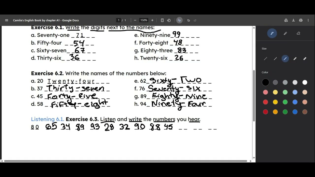 06 Cardinal numbers 20-99. With exercises. Videos para aprender inglés.