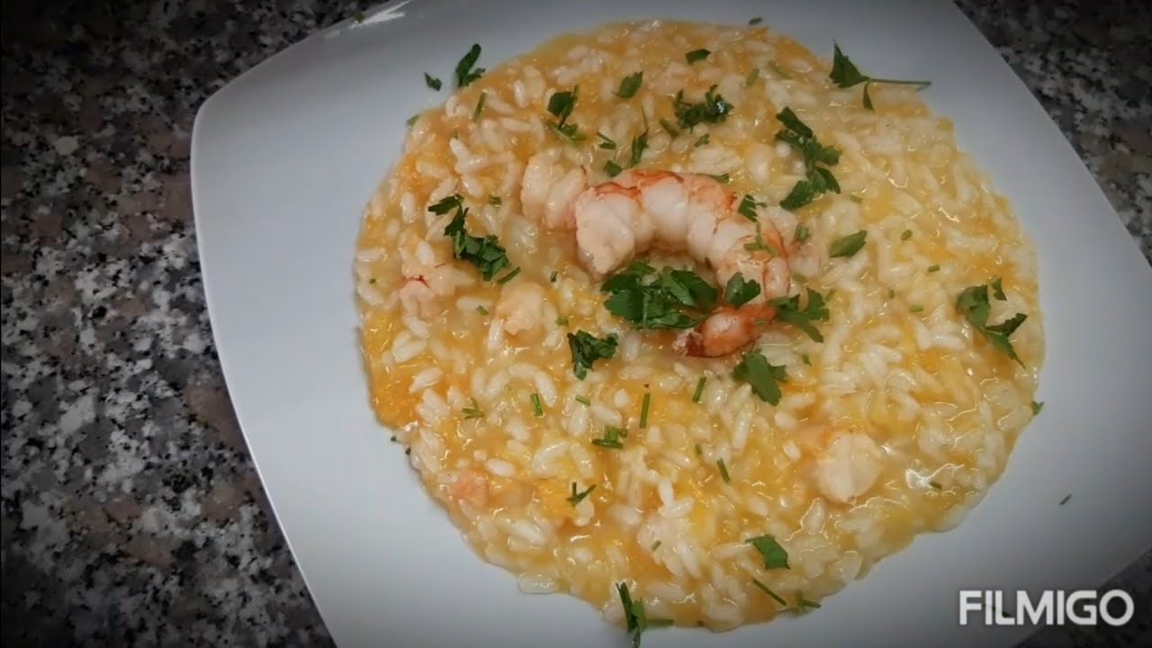 Risotto cremoso,zucca gamberi e zenzero