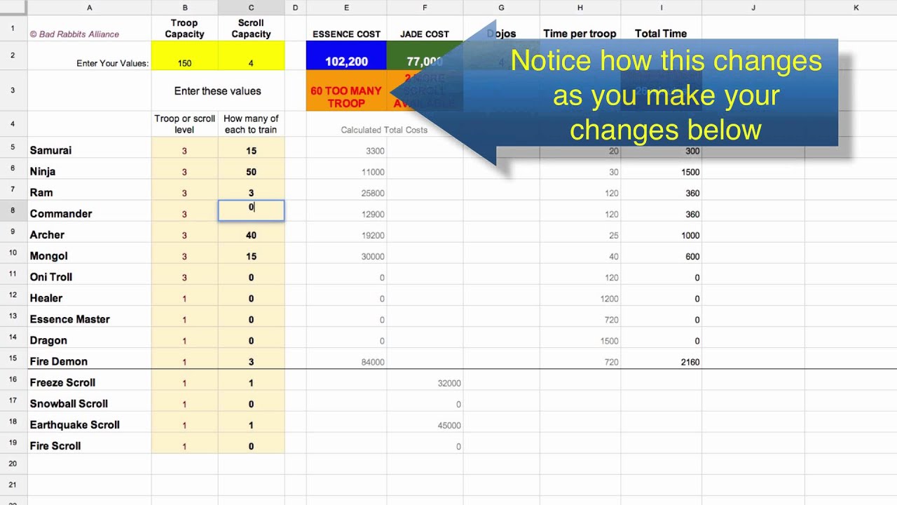 Samurai Siege Troop Calculator