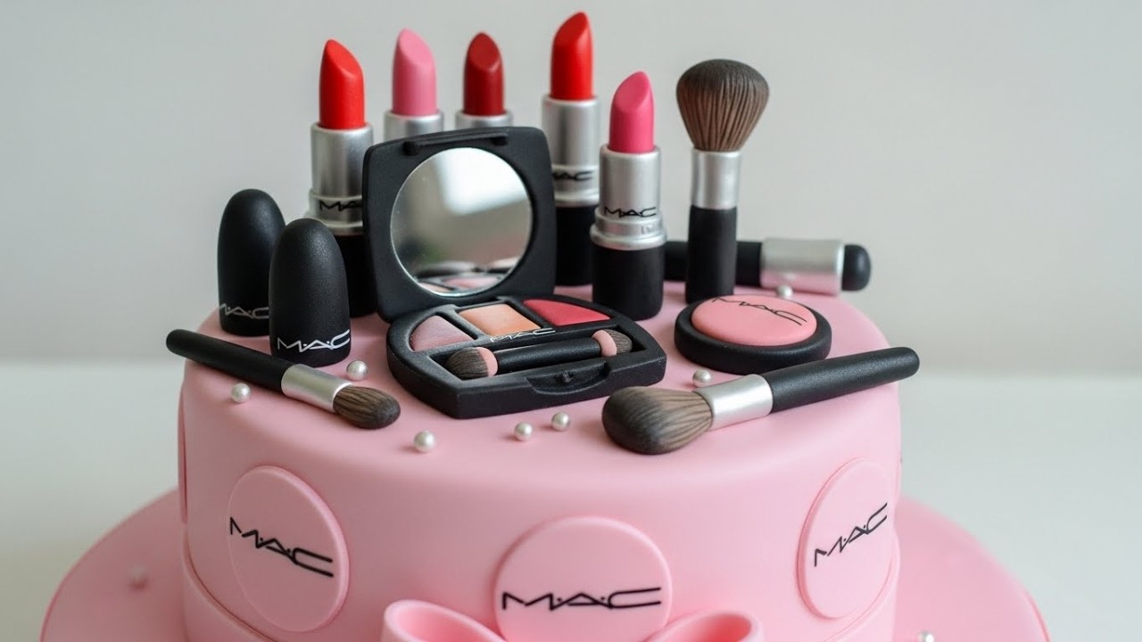 “How to Make Makeup Theme Cake  Step by Step Cake Decoration