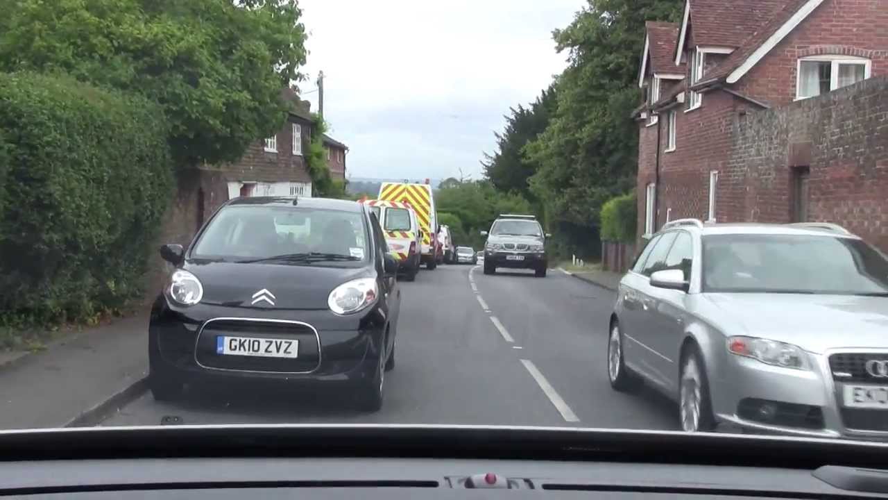 Driving through Goudhurst in Kent UK Aug 2013