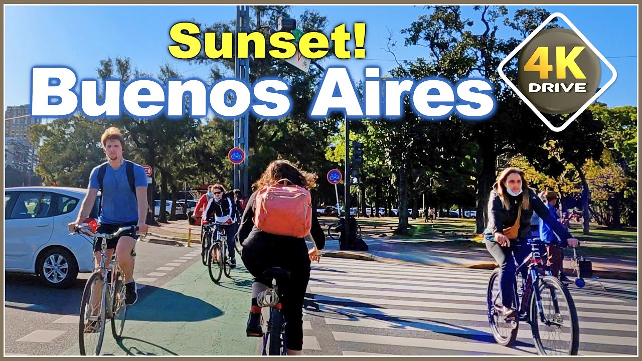 4K DRIVE Biking at sunset in BUENOS AIRES Argentina