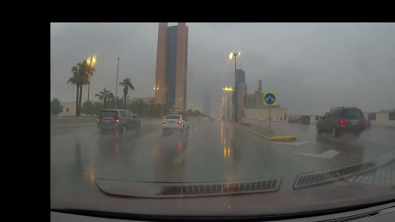 Riyadh streets during heavy rain